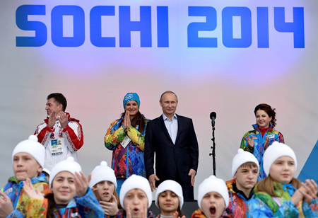 Tổng thống Putin tham dự một sự kiện trong dịp tổ chức Olympic Sochi 2014.